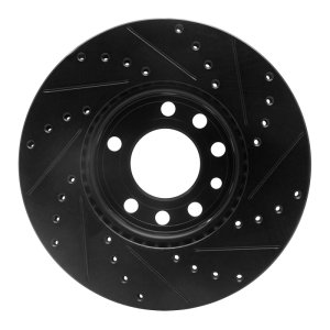 Cadillac BLS Brake Rotor (1) - Front Left - R1 Concepts - Drilled & Slotted - Black - `03-`11